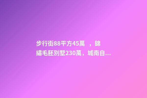 步行街88平方45萬，錦繡毛胚別墅230萬，城南自建房273平帶院165萬